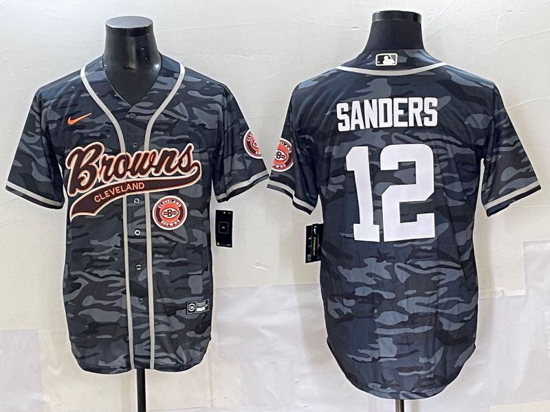 Men 2025 Cleveland Browns 12 Sanders Camo Joint Name Nike Limited NFL Jersey style 6